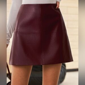 Commense Burgundy Mini Skirt